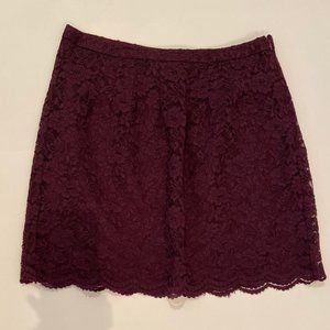 Deep Plum Lace Pencil Skirt
